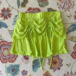 Neon green layered skirt